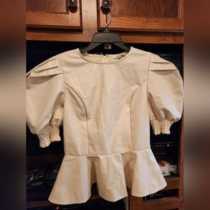 Beautiful Cream Colored Faux Leather Top